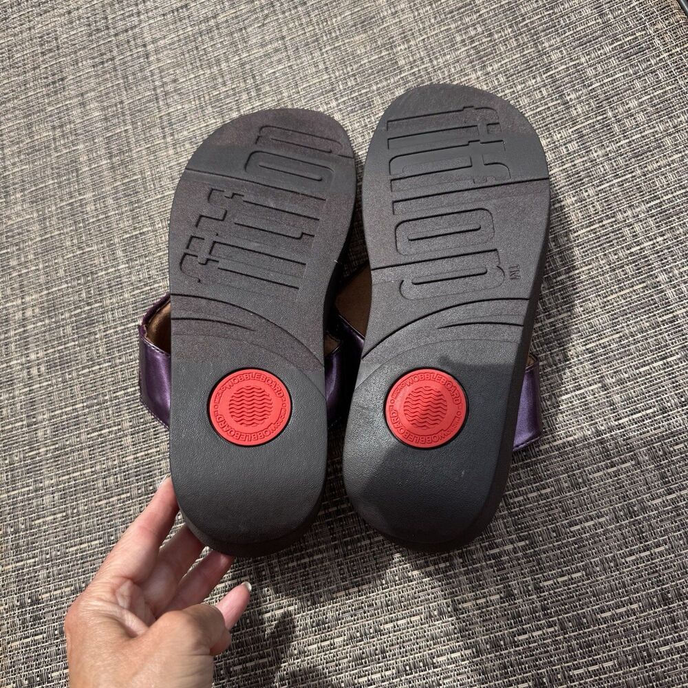 Fitflop Sandals Metallic Purple Wine Shimmer Womens Sz 10 - Picture 8 of 9